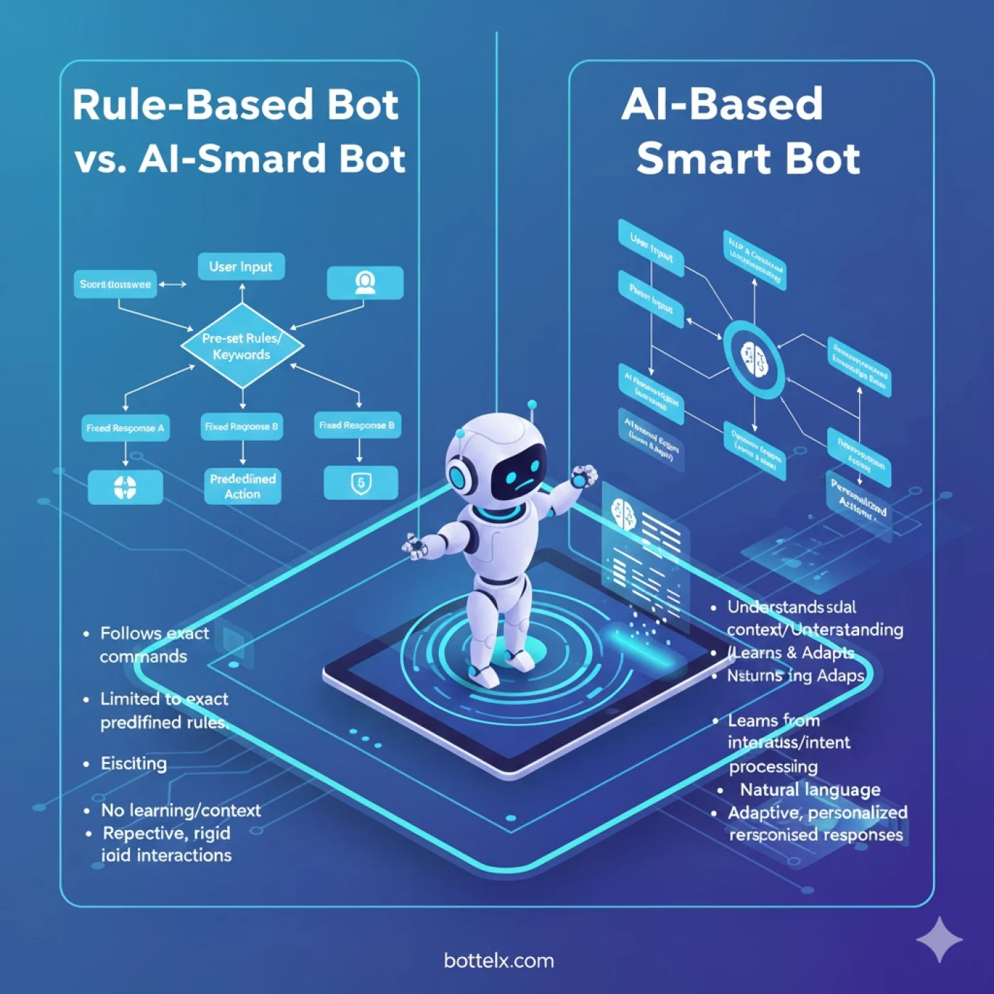 مقایسه ربات ساده Rule-based و ربات AI-based